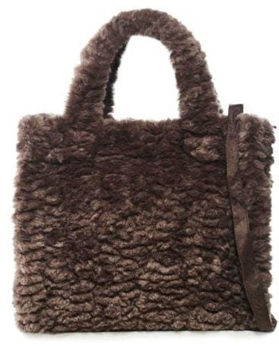 Rino & Pelle Brax Faux Fur Small Shopper - Brown