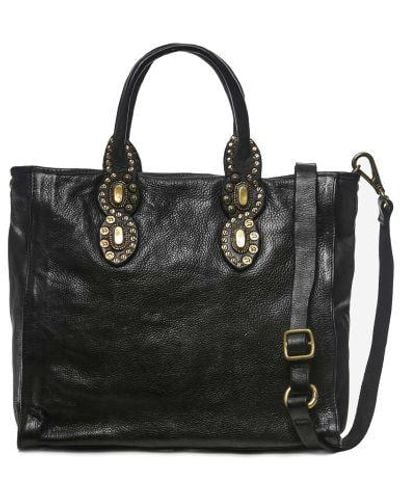 Campomaggi Leather Studded Shopper Bag - Black