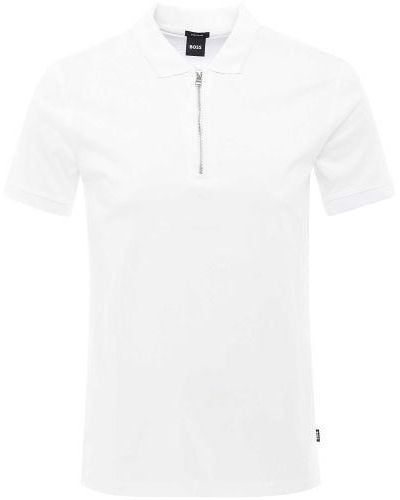 BOSS Mercerised Polston 11 Polo Shirt - White