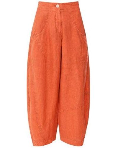 Oska Pure Linen Wide-leg Trousers - Orange