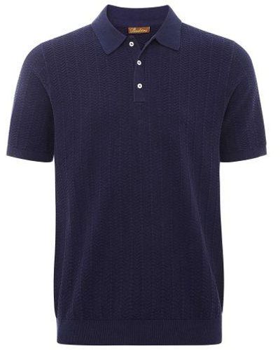 Stenströms Knitted Linen Polo Shirt - Blue