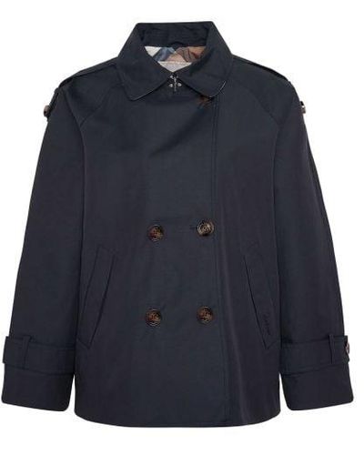 Barbour Cropped Annie Trench Coat - Blue