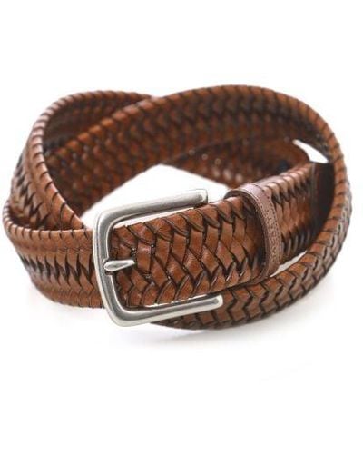 Hackett Leather Braided Belt - Brown