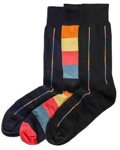 Paul Smith Artist Stripe Mix Socks 3 Pack - Blue