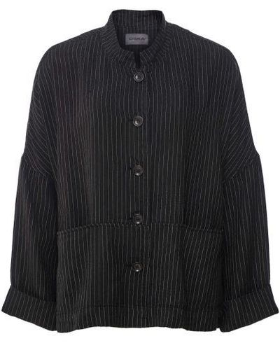 Oska Linen Pinstripe Jacket - Black