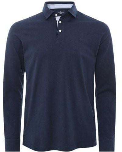 Hackett Long Sleeve Jersey Polo Shirt - Blue