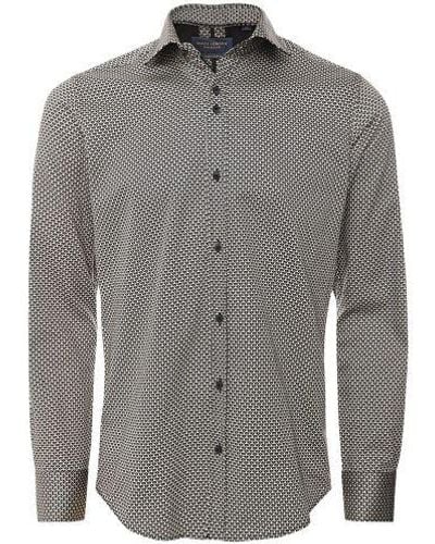 Guide London Slim Fit Geometric Shirt - Grey