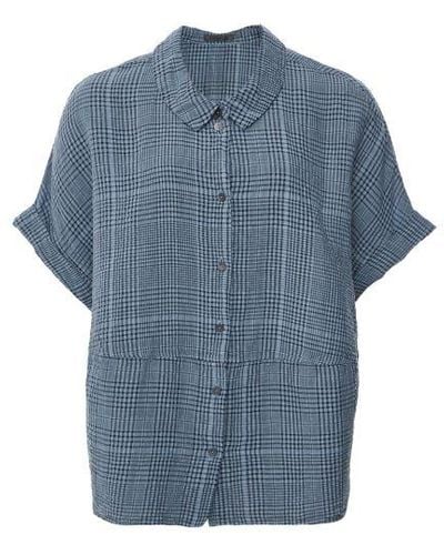 Oska Linen Checked Shirt - Blue