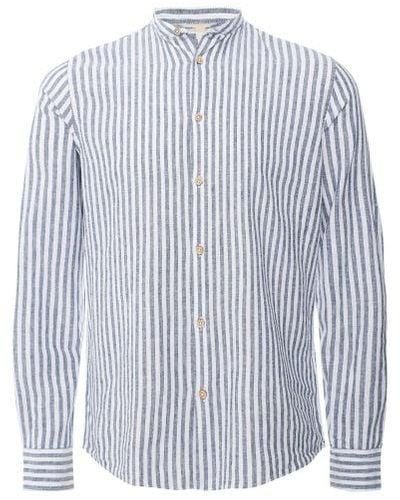 Sseinse Linen Cotton Striped Shirt - Blue