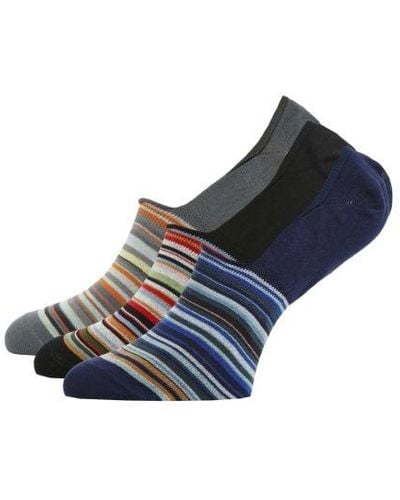 Paul Smith Signature Stripe Loafer Socks 3 Pack - Blue