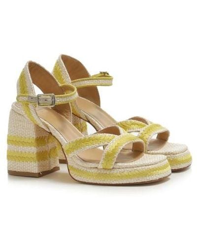 Castañer Vega Embroidered Raffia Sandals - Metallic