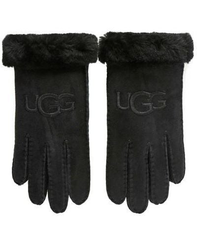 UGG Sheepskin Embroidered Gloves - Black