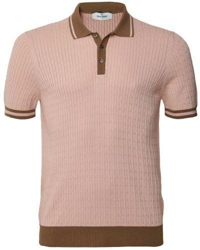 Gran Sasso Textured Knit Tennis Polo Shirt - Pink