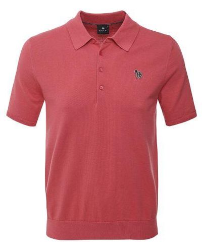 Paul Smith Knitted Zebra Polo Shirt - Red