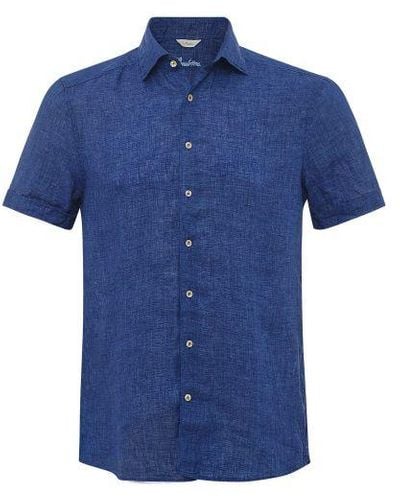 Stenströms Short Sleeve Linen Shirt - Blue