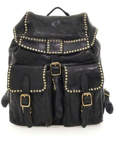 Campomaggi Kura Leather Studded Backpack - Black