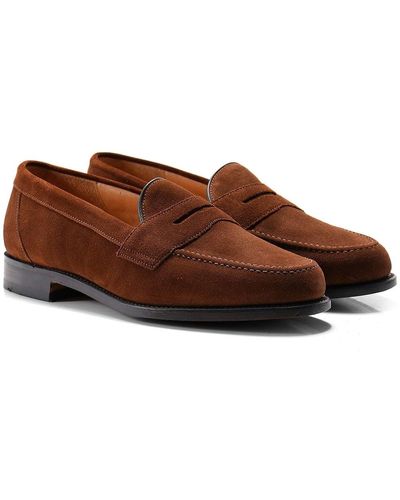 Loake Eton Mens Tobacco Suede Loafers - Brown
