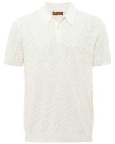 Stenströms Knitted Linen Polo Shirt - White
