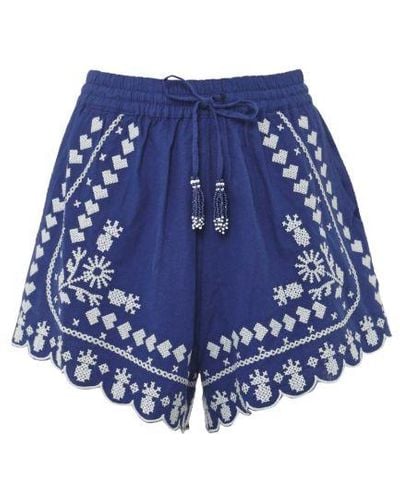 FARM Rio Embroidered Shorts - Blue