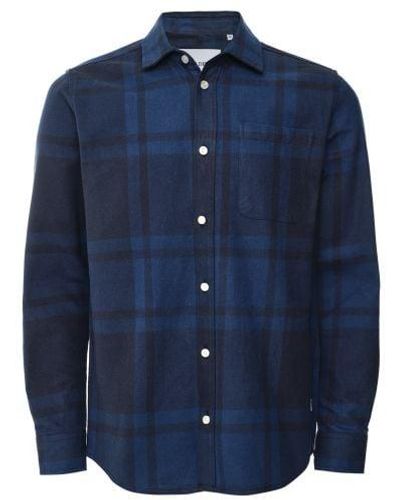 Les Deux Flannel Check Jeremy Shirt - Blue