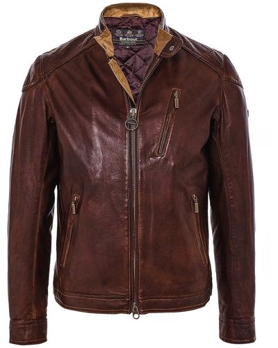 Barbour Leather James Jacket - Brown