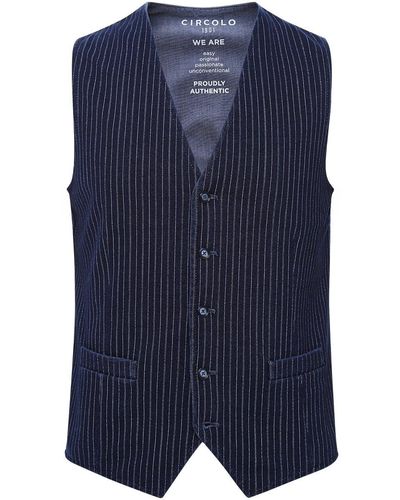 Circolo 1901 Stretch Cotton Striped Waistcoat - Blue