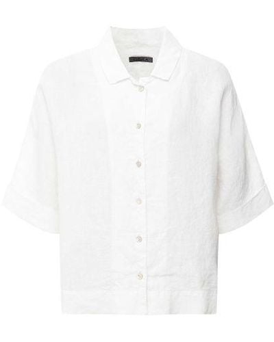 Oska Cropped Linen Shirt - White