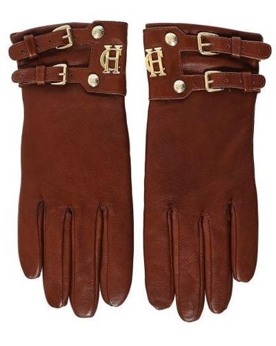 Holland Cooper Monogram Leather Gloves - Brown