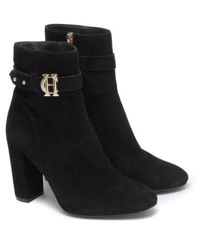Holland Cooper Mayfair Suede Ankle Boots - Black