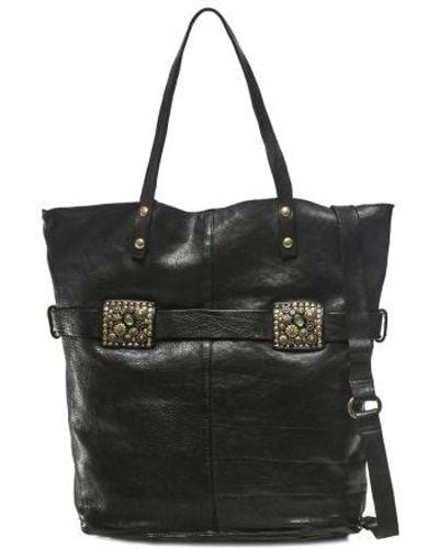 Campomaggi Studded Leather Shopper Bag - Black