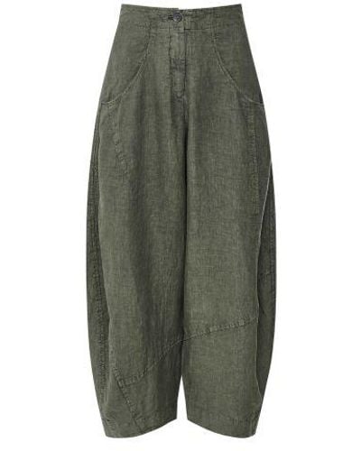 Oska Pure Linen Wide-leg Trousers - Green