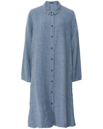 Oska Linen Shirt Dress - Blue