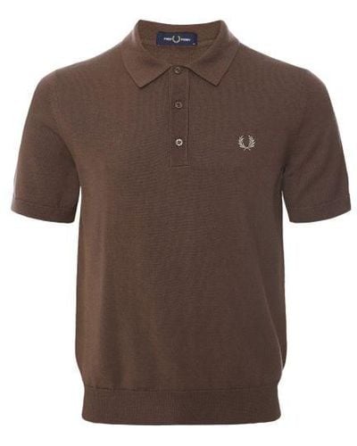 Fred Perry Classic Knitted Polo Shirt - Brown
