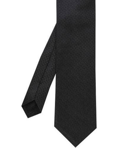 Eton Silk Geometric Tie - Black