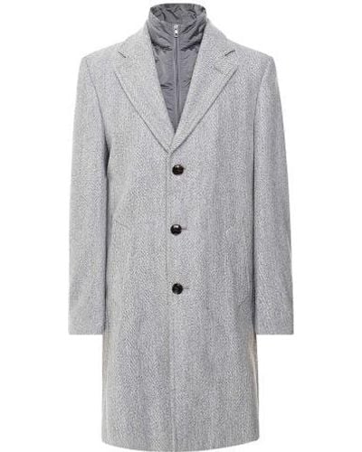 Baldessarini Herringbone Bib Overcoat - Grey