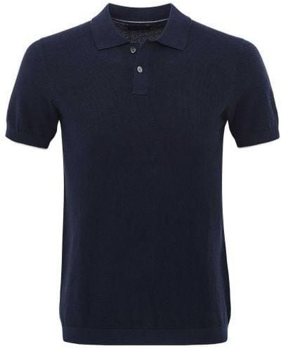 Hackett Textured Knit Polo Shirt - Blue
