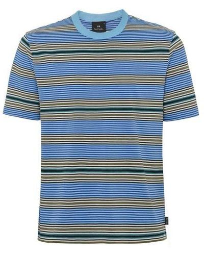 Paul Smith Organic Cotton Striped T-shirt - Blue