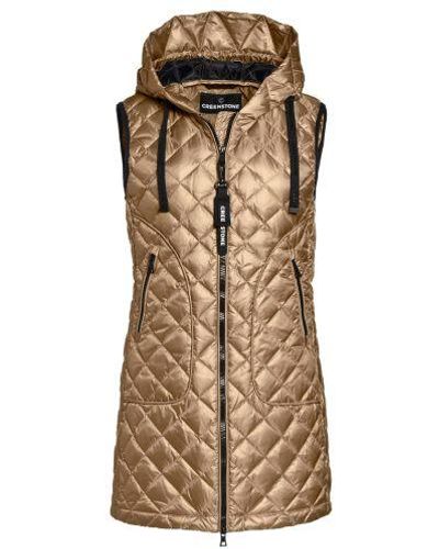 Creenstone Long Quilted Bodywarmer Colour : Gold, Size : Uk 10 - Metallic
