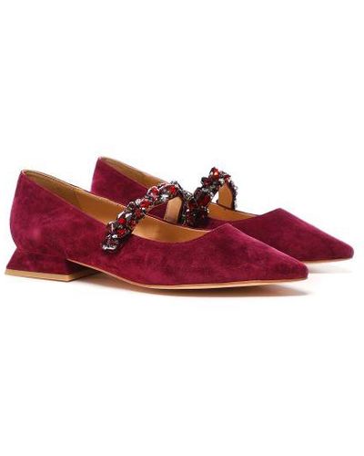 Alma En Pena. Suede Jewel Court Shoes - Red