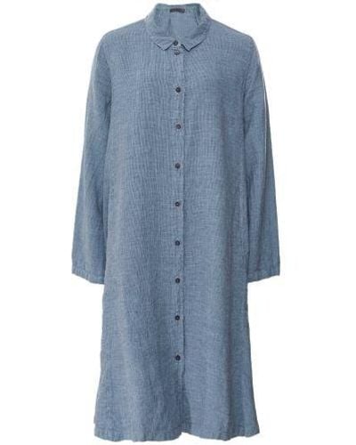 Oska Linen Shirt Dress - Blue
