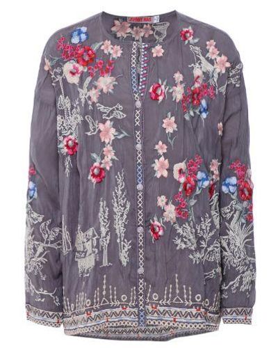 Johnny Was Elias Embroidered Blouse Colour : Grey, Size : M