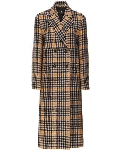 Paul Smith Wool Check Double Breasted Coat - Black