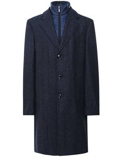Baldessarini Herringbone Bib Overcoat - Blue