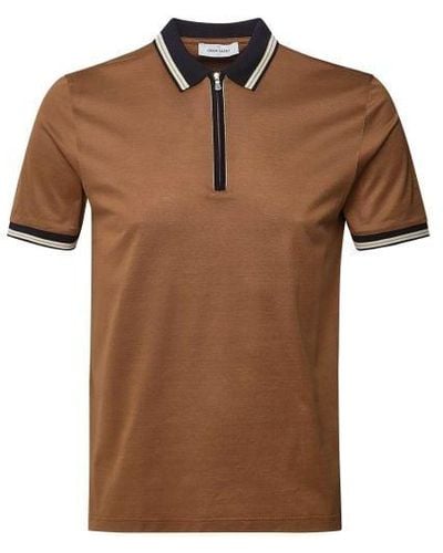Gran Sasso Zip Tennis Polo Shirt - Brown