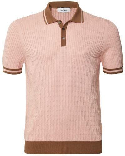 Gran Sasso Textured Knit Tennis Polo Shirt - Pink