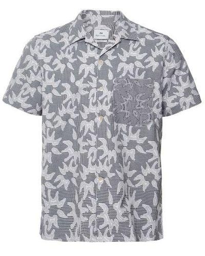 Paul Smith Textured Floral Short Sleeve Shirt - Grey
