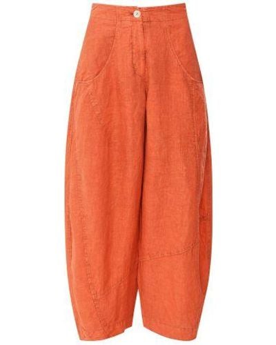 Oska Pure Linen Wide-leg Trousers - Orange