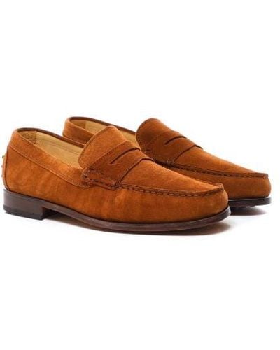 Joss Suede Penny Loafers - Brown