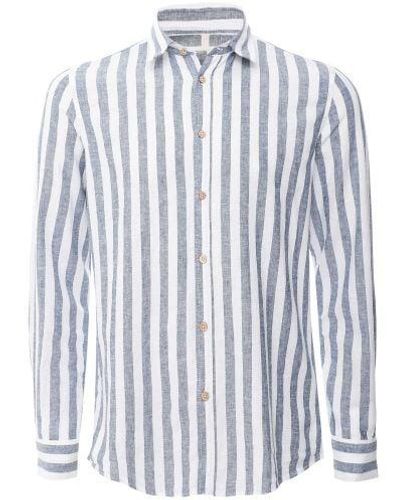 Sseinse Cotton Linen Striped Shirt - Blue