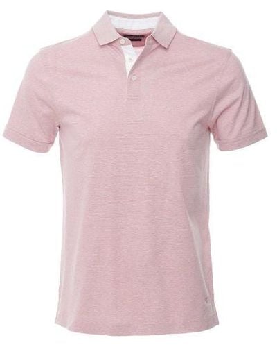 Hackett Cotton Linen Fil-à-fil Polo Shirt - Pink